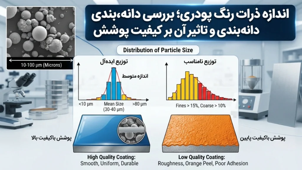 اندازه ذرات رنگ پودری