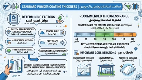 ضخامت استاندارد پوشش رنگ پودری