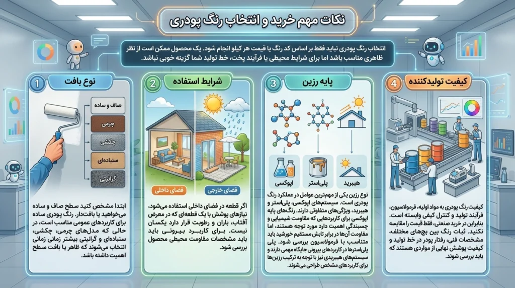 نکات مهم خرید و انتخاب رنگ پودری